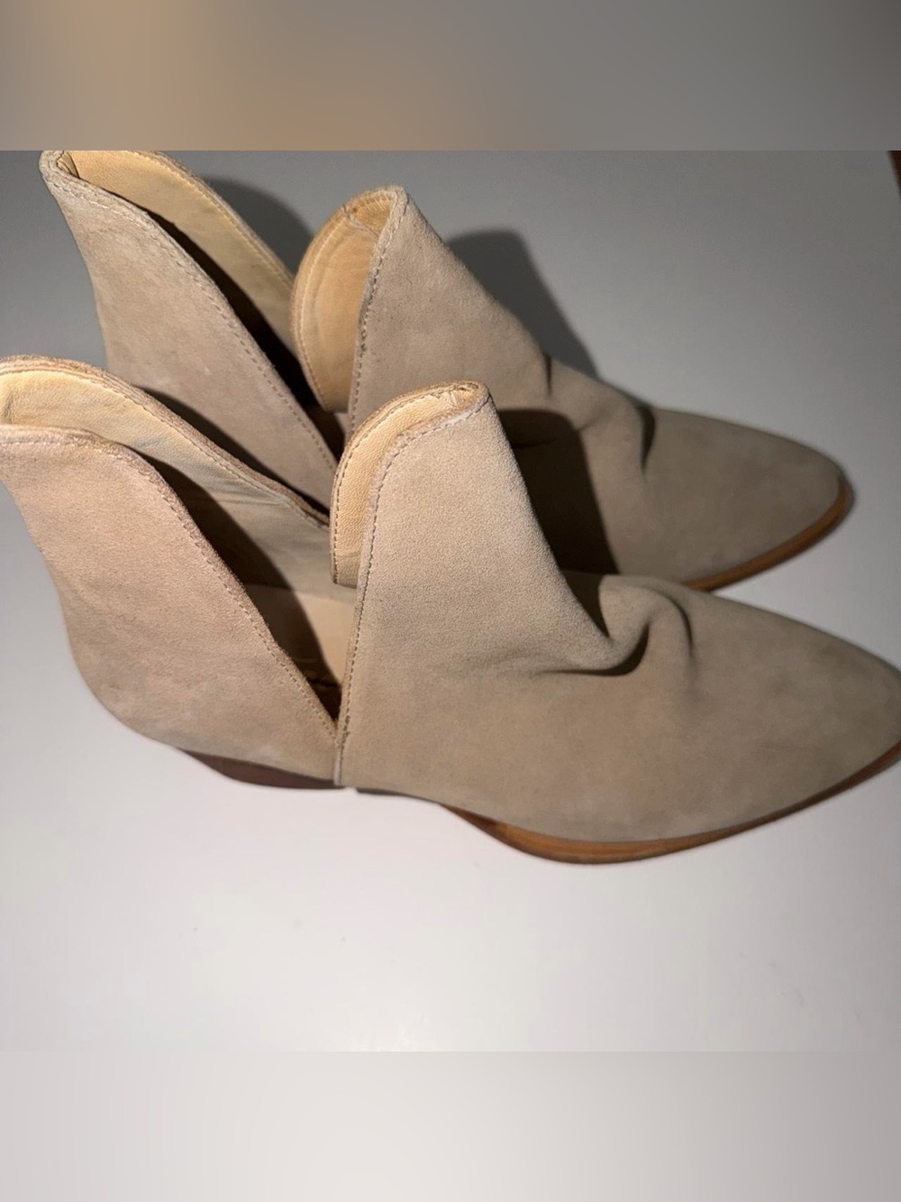 Free People Royale Taupe Suede Cutout Ankle Booties Size 37